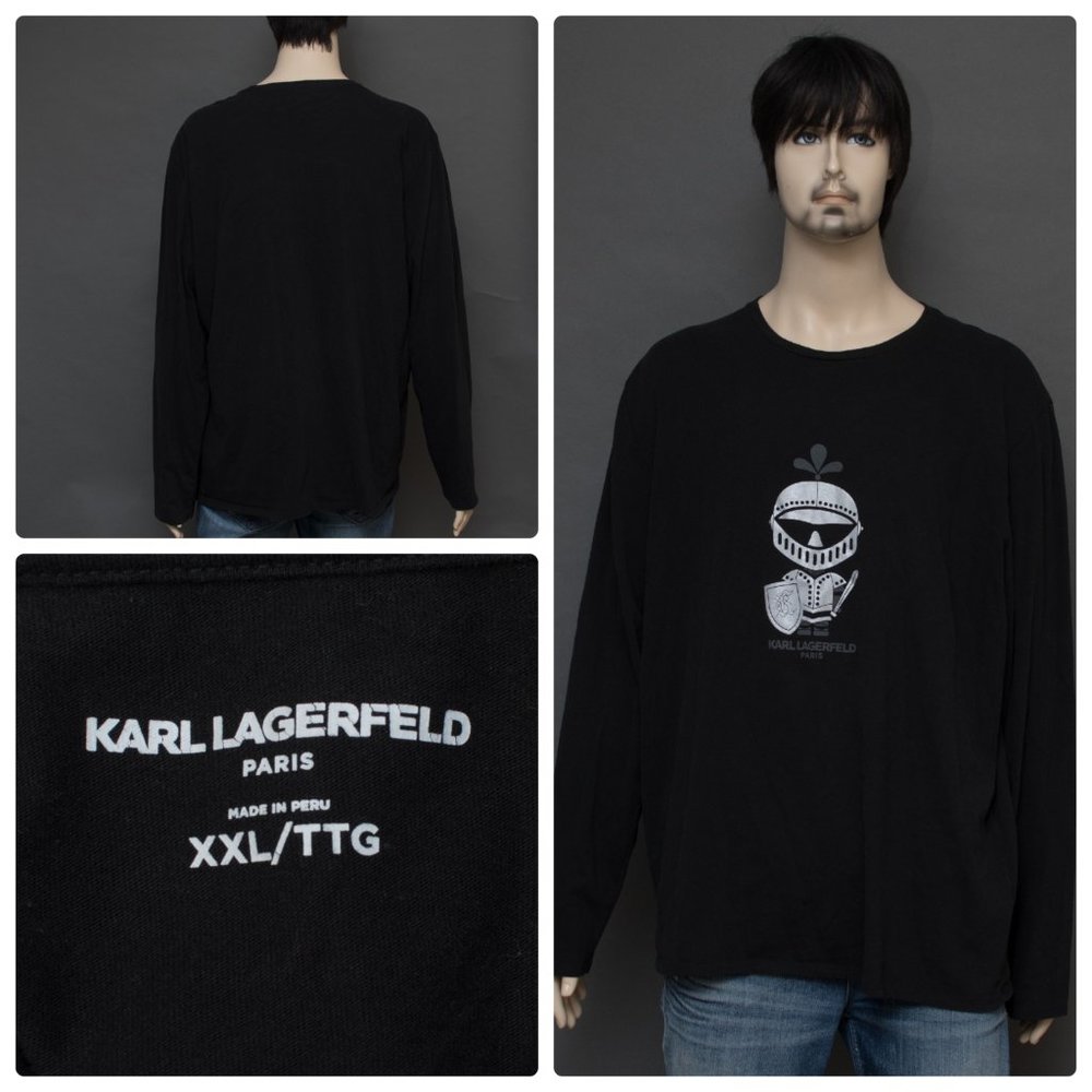 Karl Lagerfeld Paris Karl Knight XXL L/S Black Tee